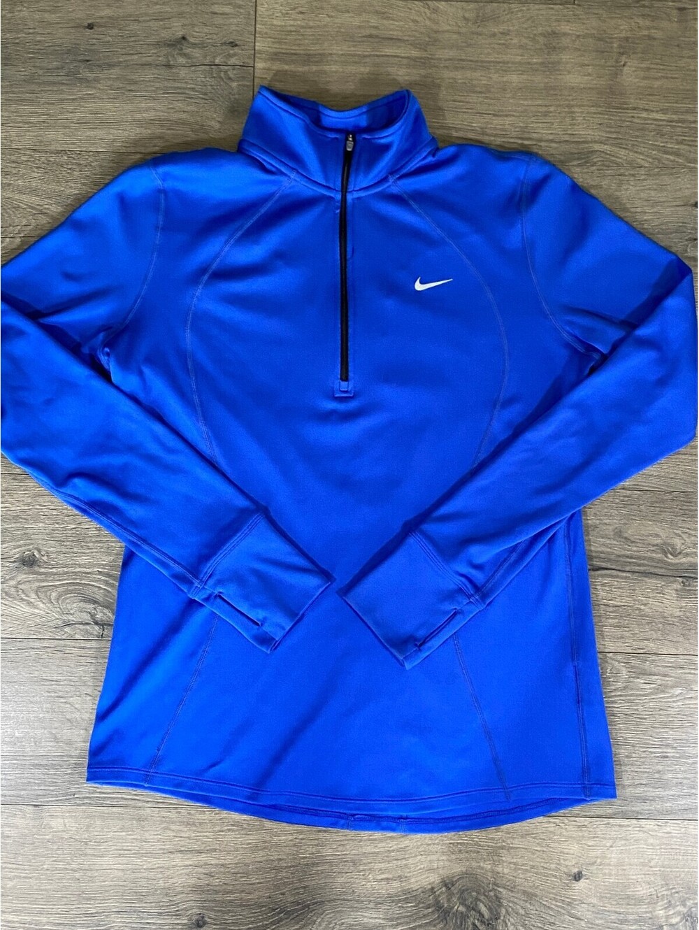 Nike Running Dri-FIT Quarter Zip Pullover Mens L Royal Blue Long Sleeve